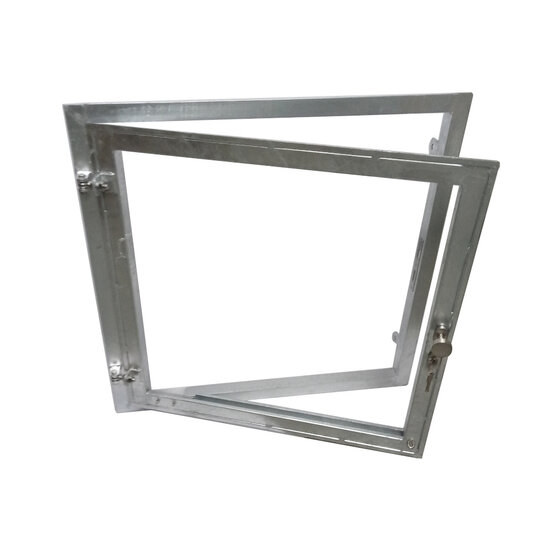Vuurverzinkt stalraam 100x100cm met RVS beslag, links draaiend