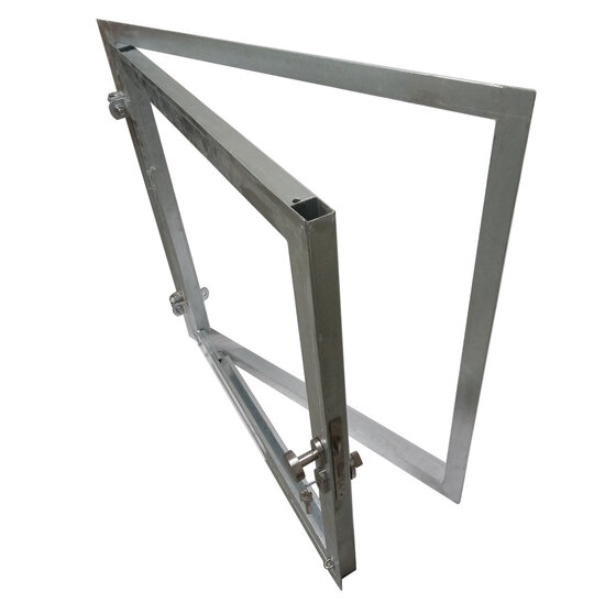 Vuurverzinkt stalraam 100x100cm met RVS beslag, links draaiend