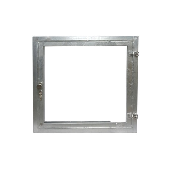 Stalraam 100x100cm rechts vuurverzinkt met RVS beslag voor 28mm planken