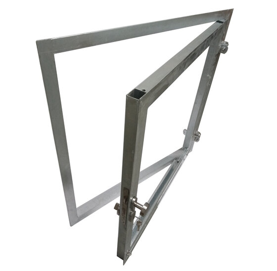 Stalraam 100x100cm rechts vuurverzinkt met RVS beslag voor 28mm planken