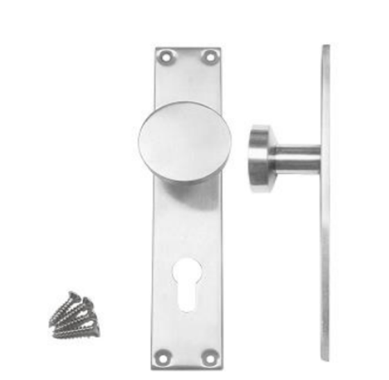 Hermic Schild 210x40x5mm met vaste knop Ø50x11mm / hoogte: 55mm - PC maat: 72mm - RVS