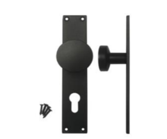 Schild 210x40x5mm met vaste knop Ø50x11mm / hoogte: 55mm - PC maat: 72mm - RVS  + zwarte poedercoating