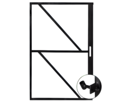 Poortframe 200x100cm metaal zwart met slotkast en 2 stelscharnieren