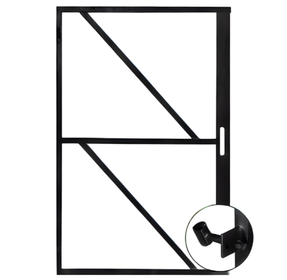 Poortframe 200x100cm  Zwart met slotkast 2 stelscharnieren