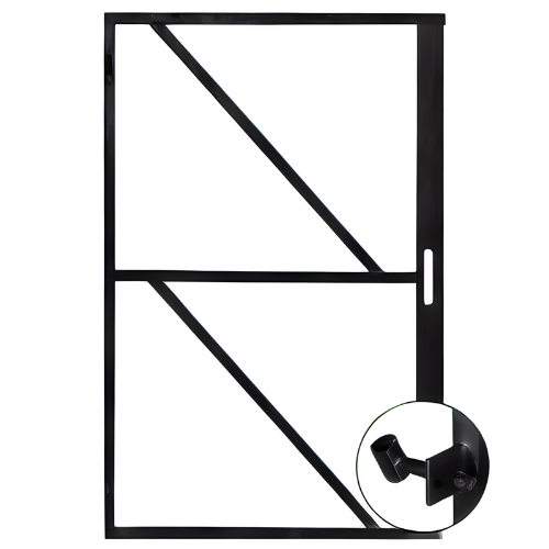 Poortframe 200x100cm metaal zwart met slotkast en 2 stelscharnieren