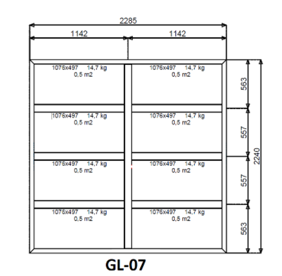 Glaswand Zwart Aluminium 2240x2285mm