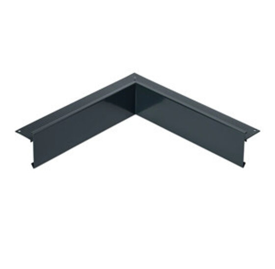 Aluminium daktrim binnenhoek 45x45 mm zwart RAL 9005 met verbindingsplaatje