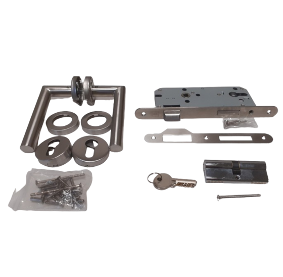 Deurbeslag Set Poortslot RVS 74x170mm Slotkast
