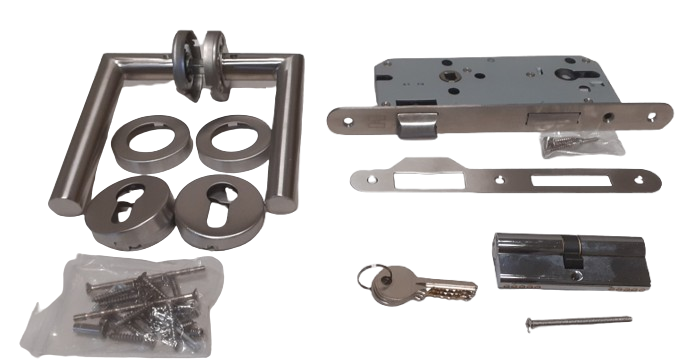 Deurbeslag Set Poortslot RVS 74x170mm Slotkast