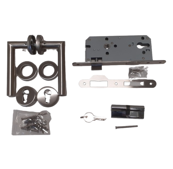 Deurbeslag Set Poortslot RVS 74x170mm Slotkast