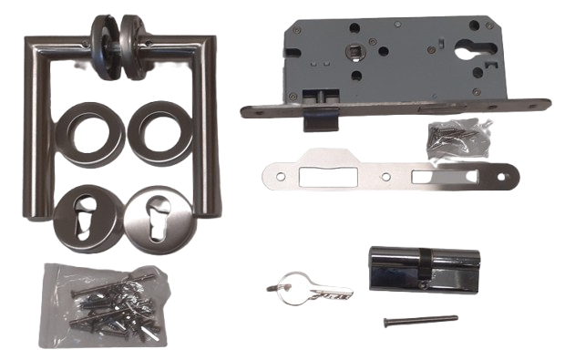 Deurbeslag Set Poortslot RVS 74x170mm Slotkast