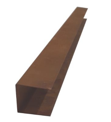 Cortenstaal kantopsluiting 100 cm voor betonband (60x60 mm, 1 mm)