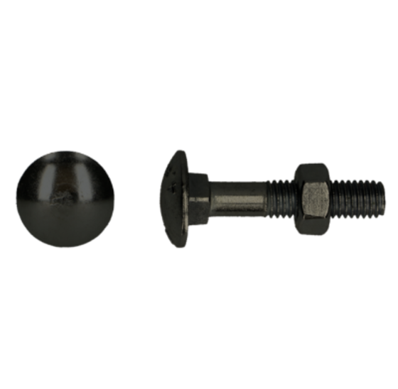 Slotbout met moer M6x50mm Zwart verzinkt - 100 stuks