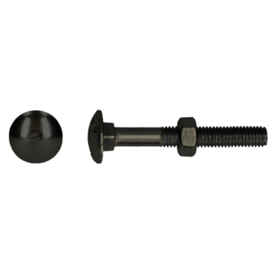 Slotbout met moer M10x120mm Zwart verzinkt - 100 stuks