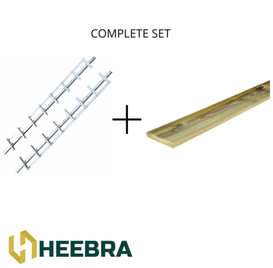 Draaibare lamellen schutting 220 cm RVS met grenen planken