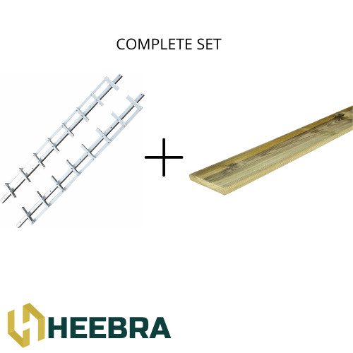 Draaibare lamellen schutting 220 cm RVS met grenen planken