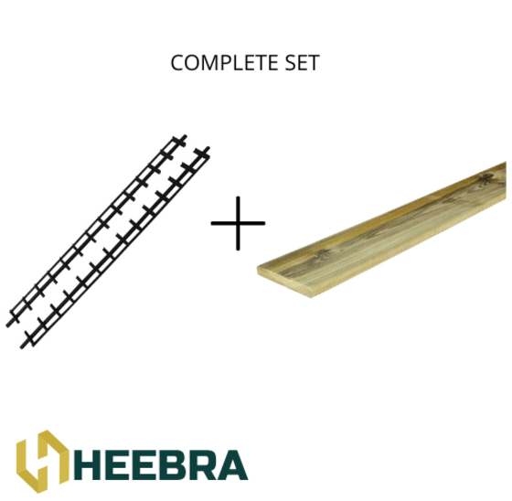 Draaibare lamellen 220 cm zwart met grenen planken tuinscherm set