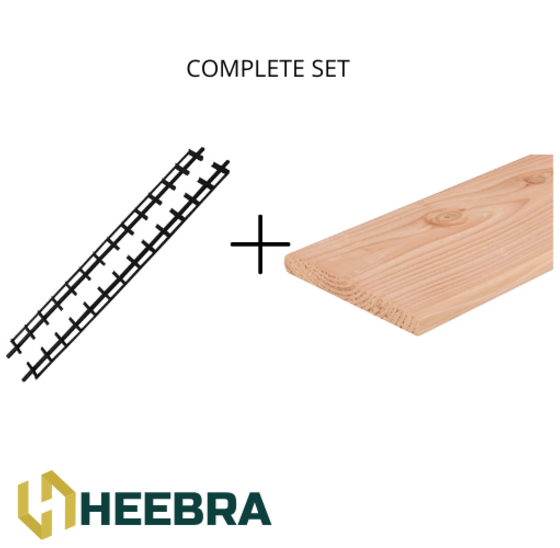 Flex Fence lamellenscherm 220 cm zwart met douglas planken compleet
