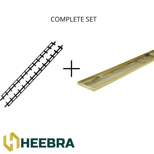 SET Zwarte Flex Fence 50cm Draaibare Lamellen voor in de tuin compleet met grenen planken