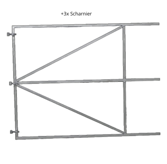 Vuurverzinkt poortframe 200x155cm met middenbalk en draadstangen 2mm
