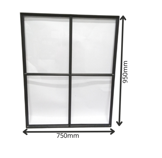 Stalen raam 750x950mm zwart gepoedercoat enkel glas vast raam