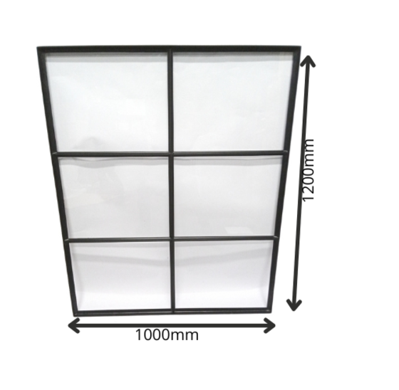 Vast stalen raam 1000x1200mm zwart met enkelvoudig glas