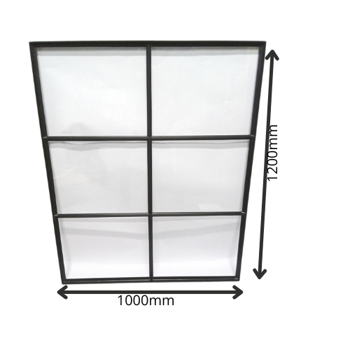 Vast stalen raam 1000x1200mm zwart met enkelvoudig glas