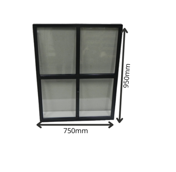 Openklapbaar stalen raam 750x950mm zwart dubbel glas 50mm diep