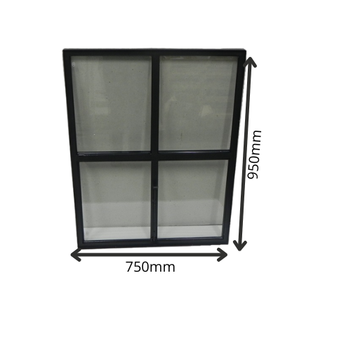 Openklapbaar stalen raam 750x950mm zwart dubbel glas 50mm diep