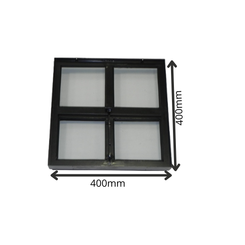 Openklapbaar stalen raam 400x400mm zwart dubbel glas - vierkant