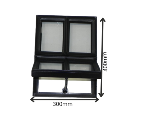 Openklapbaar stalen raam 300x400mm zwart dubbel glas - 50mm diep