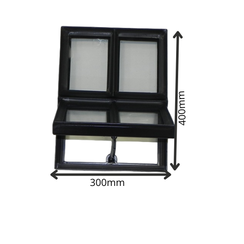 Openklapbaar stalen raam 300x400mm zwart dubbel glas - 50mm diep