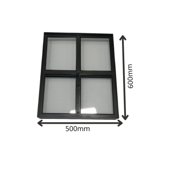 Openklapbaar stalen raam 500x600mm zwart dubbel glas 4-ruits