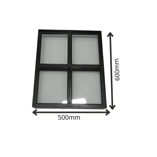 Openklapbaar stalen raam 500x600mm zwart dubbel glas 4-ruits