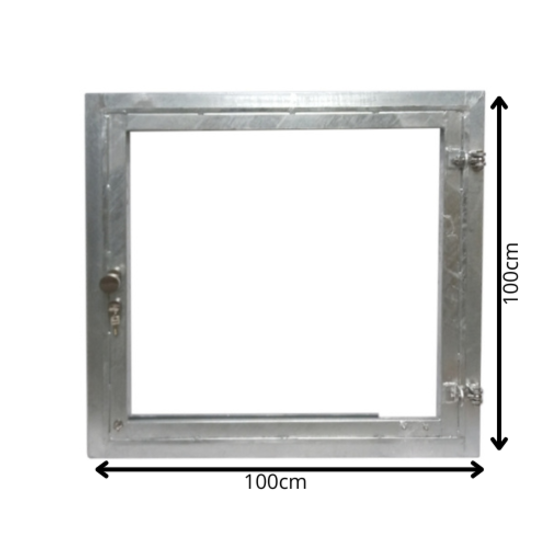 Stalraam 100x100cm rechts vuurverzinkt met RVS beslag voor 28mm planken
