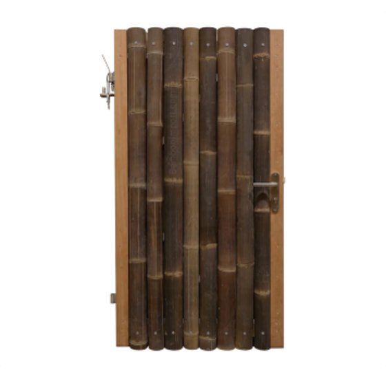 Bamboe tuindeur 100x200 cm op gegalvaniseerd stalen frame - extra donker