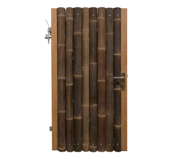 Bamboe tuindeur 100x200 cm op gegalvaniseerd stalen frame - extra donker