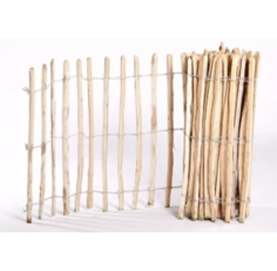 Kastanje hekwerk engels model afgeronde latten 100x500 cm