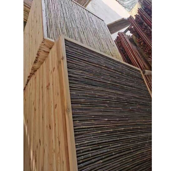 Bamboeschutting Donker Houten Frame 180X180