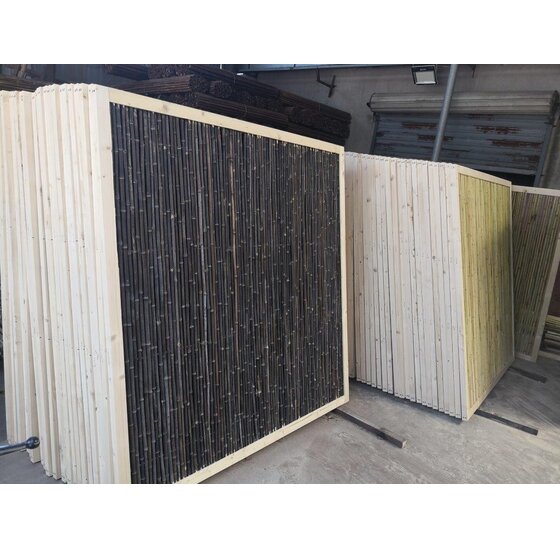 Bamboeschutting Donker Houten Frame 180X180