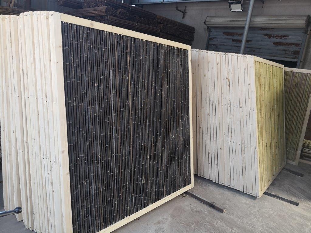 Bamboeschutting Donker Houten Frame 180X180