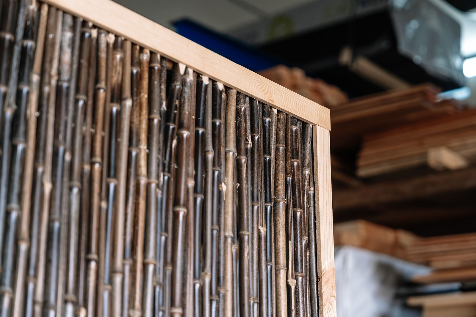 Bamboeschutting Donker Houten Frame 180X180