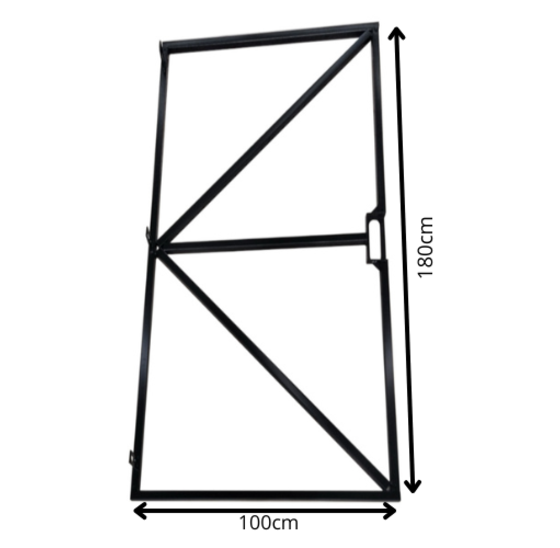 Poortframe - 100x180cm - met groot slotkast - Vuurverzinkt en zwart gepoedercoat