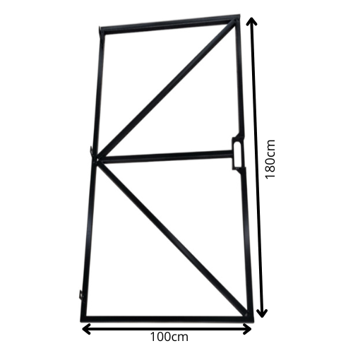 Poortframe - 100x180cm - met groot slotkast - Vuurverzinkt en zwart gepoedercoat