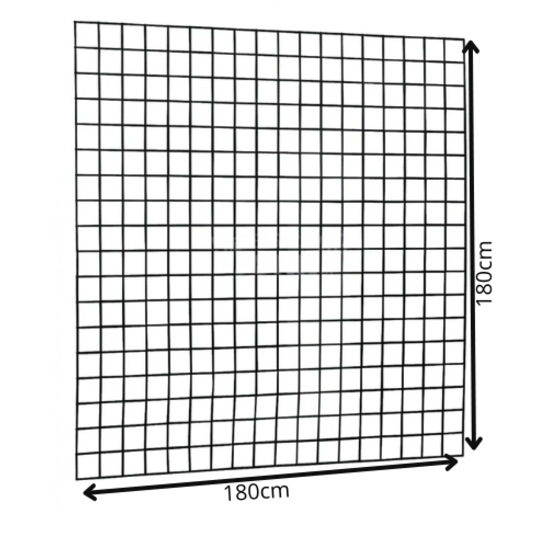 Zwart pvc gaaspaneel 180x180 cm met maas 10x10 cm en draaddikte van 4 mm – Sterke tuinafscheiding van staalDuurzaam zwart gepoedercoat gaaspaneel van 180x180 cm met 10x10 cm mazen en 4 mm draad, ideaal voor tuinafscheidingen, volières en klimplan