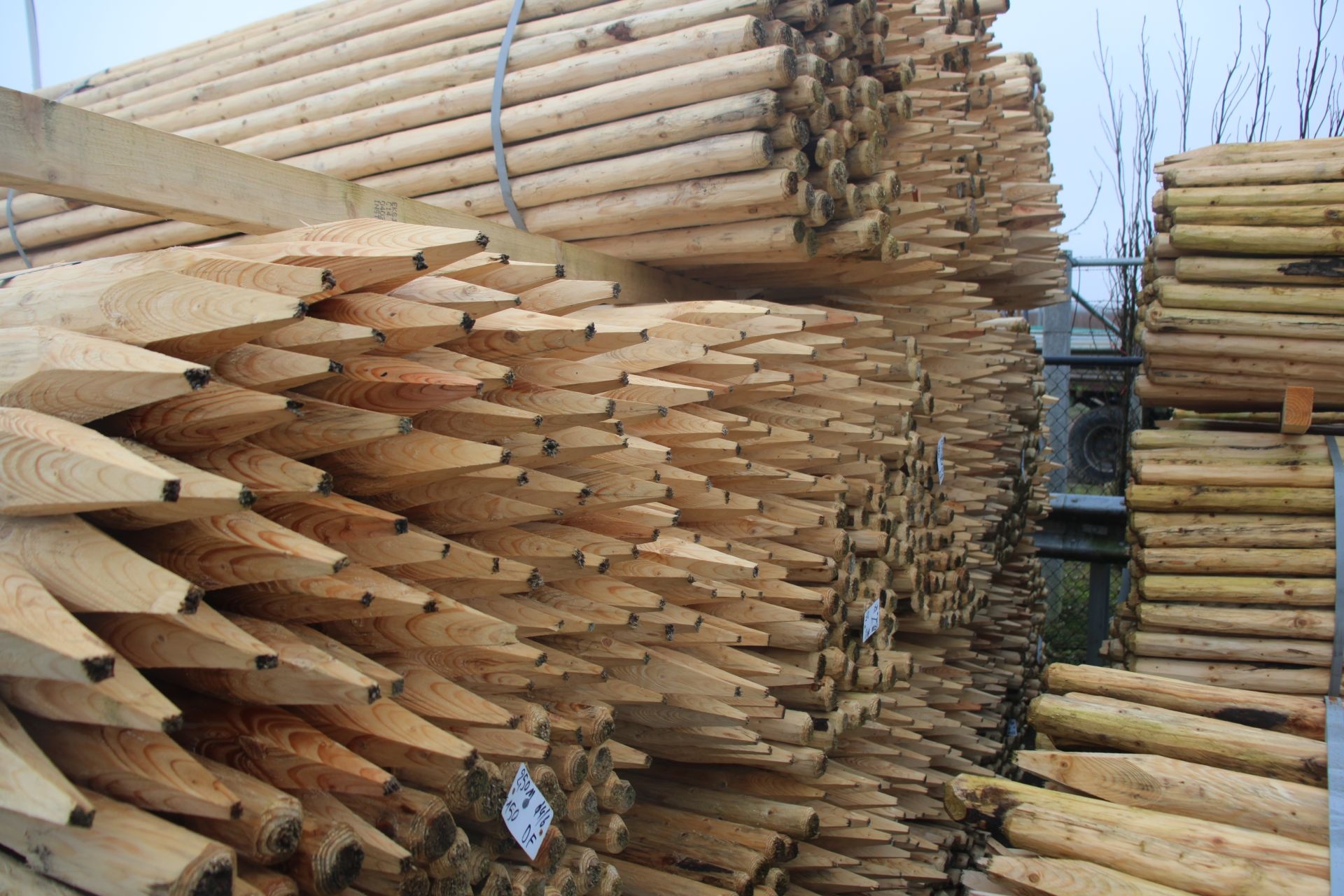 Geschilde naaldhout palen voor weide en bomen - diverse lengtes