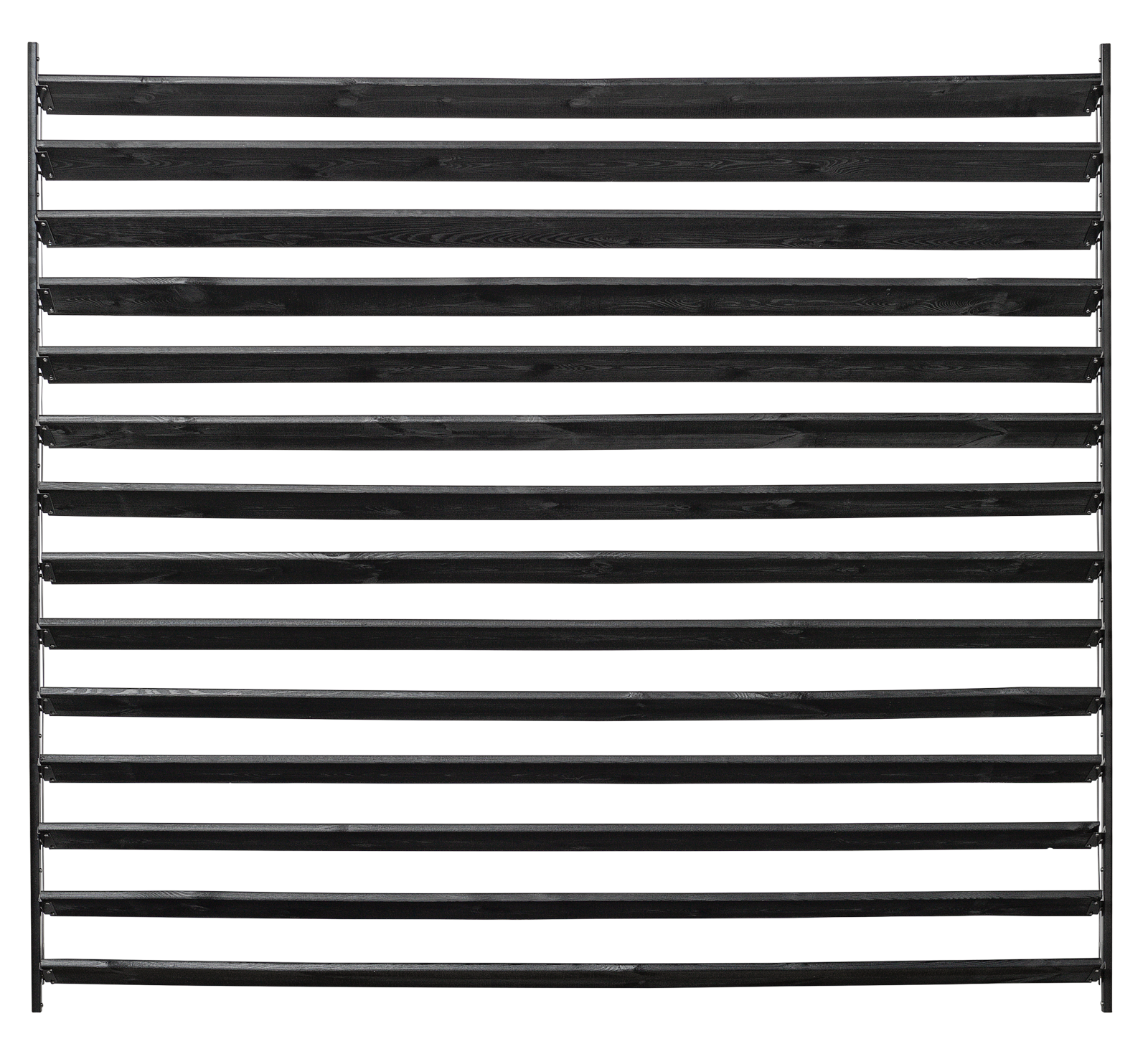 SET Zwarte Flex Fence 165cm Draaibare Lamellen voor in de tuin compleet met gedroogde zwarte planken