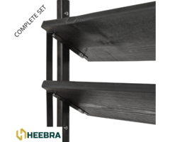 SET Zwarte Flex Fence 165cm Draaibare Lamellen voor in de tuin compleet met gedroogde zwarte planken