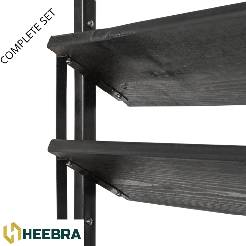 SET Zwarte Flex Fence 165cm Draaibare Lamellen voor in de tuin compleet met gedroogde zwarte planken