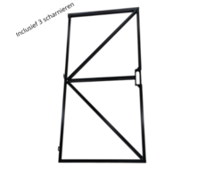 Poortframe - 100x180cm - met groot slotkast - Vuurverzinkt en zwart gepoedercoat